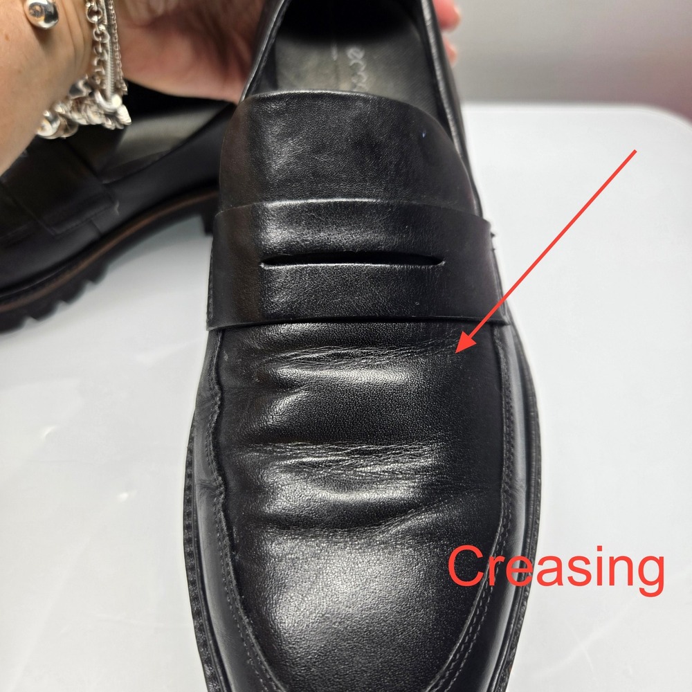 ECCO Modtray Penny Loafer EU 41 US 10 Black Leather Lug Sole Slip On Comfort - Picture 6 of 11